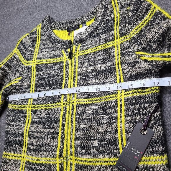 Dex Sweater Womens Extra Small Gray Black Yellow Zip Knit Colorblock Acrylic NWT - Picture 4 of 10